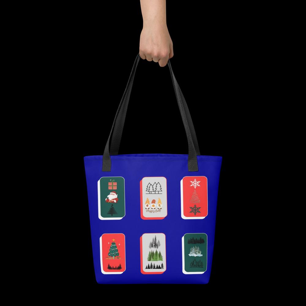 Royal Blue Christmas Tote Bag – Elegant 15×15″ Reusable Holiday Shopping Bag