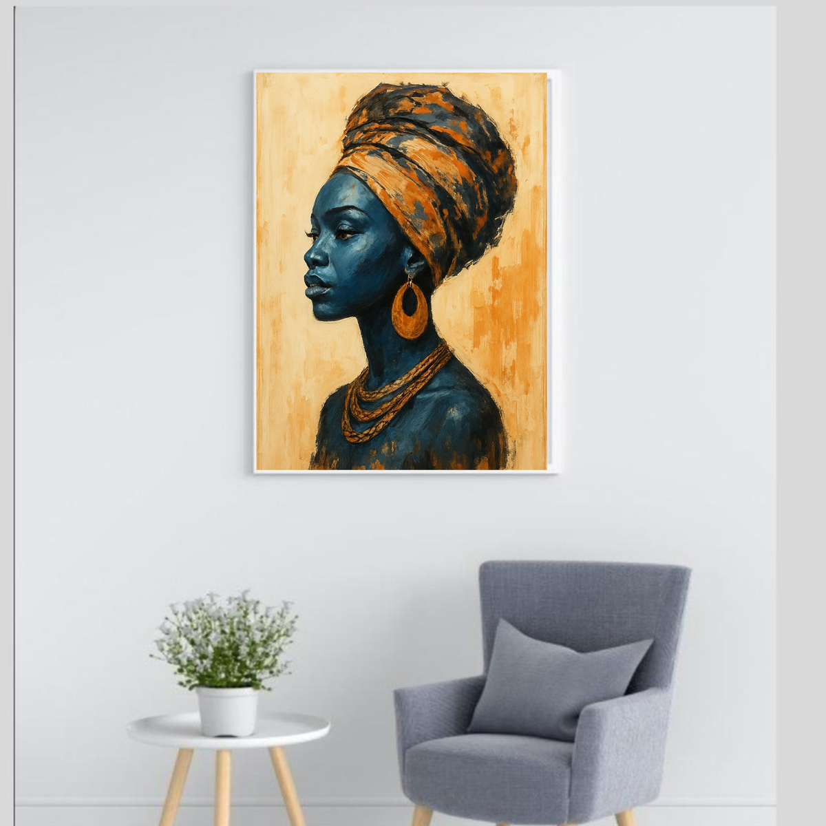 Afrocentric Orange & Beige Wall Art Bundle – Printable Digital Set