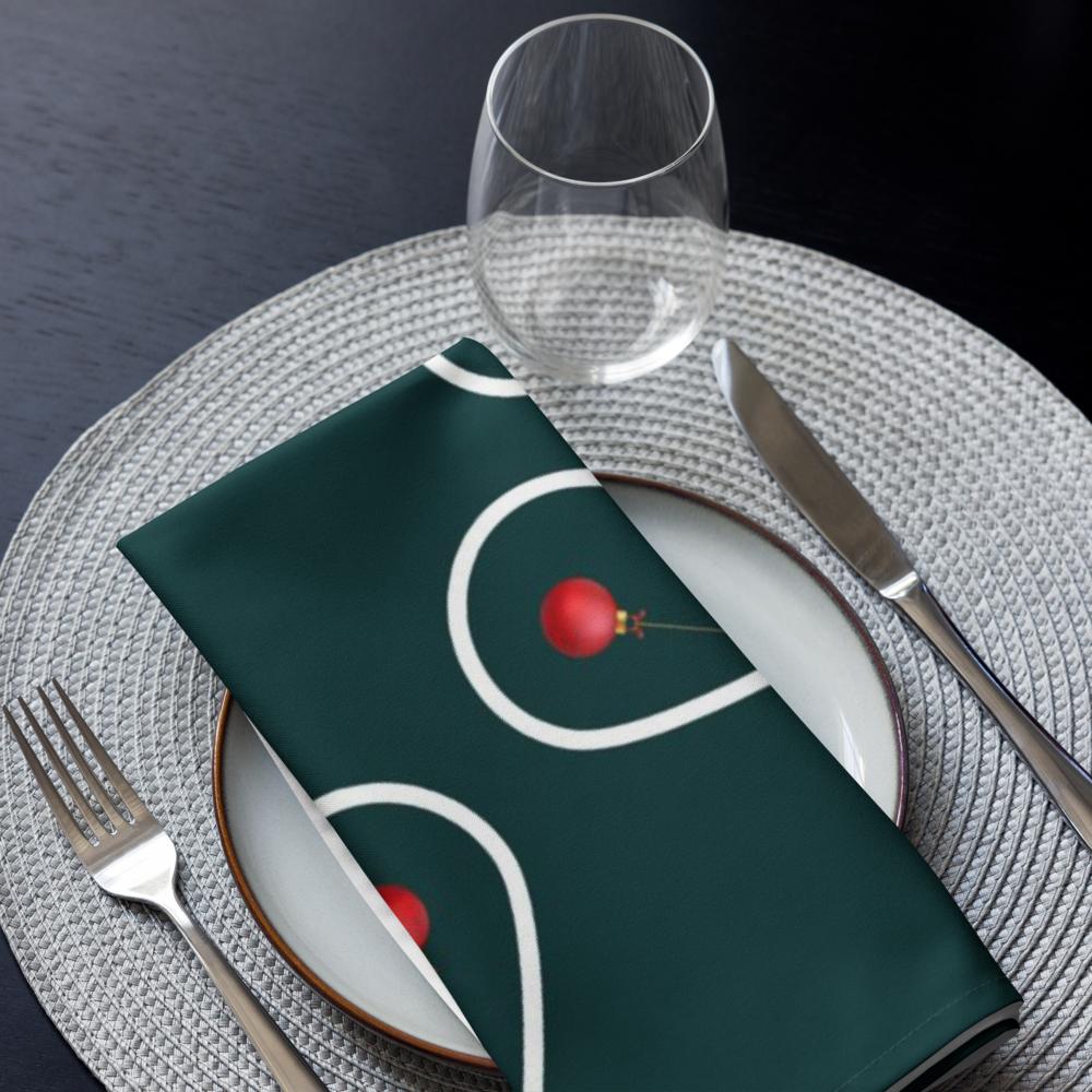 Green Christmas Cloth Napkin Set of 4 | 20x20” Fabric Dinner Napkins | Elegant Holiday Table Décor for Christmas Dining & Entertaining
