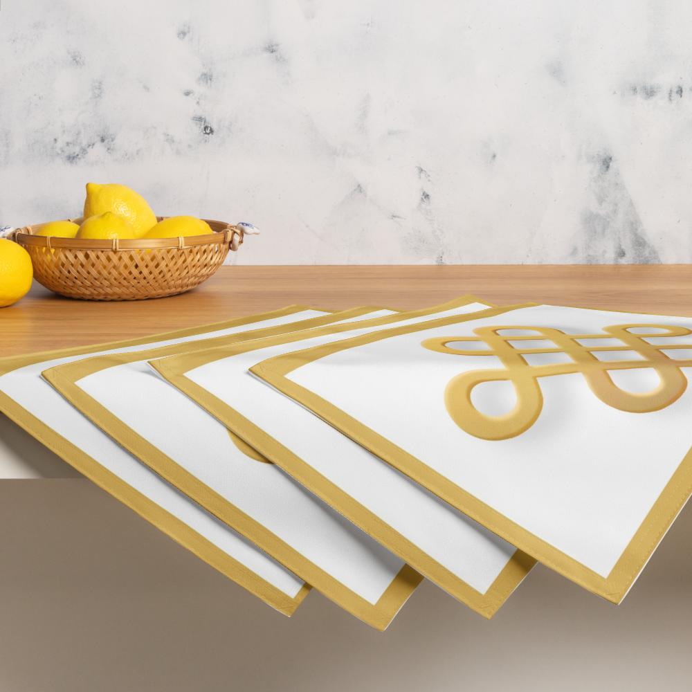 White & Yellow Abstract Placemat Set – 4-Pack 18x14 Decorative Table Placemats