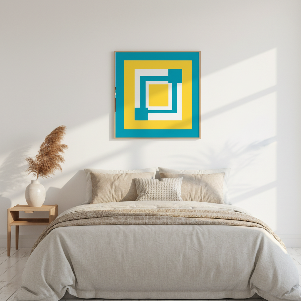 Yellow, White & Blue Abstract Wall Art Set – 2-Piece Square Digital Download (20×20, 24×24, 36×36)