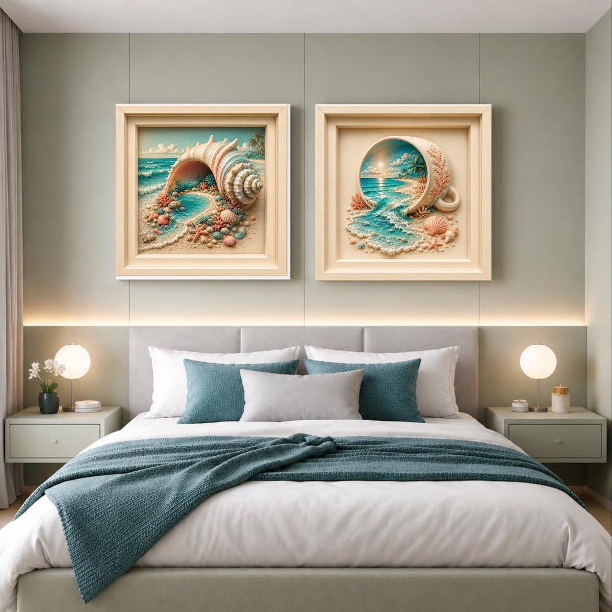Luxury Sculptural Coastal Wall Art Set of 10 | Premium Square Ocean Gallery Collection | Modern Beach Digital Download | 40 Printable Files