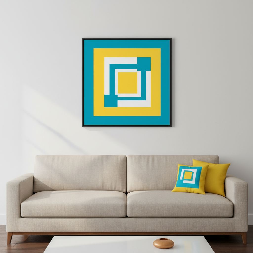 Yellow, White & Blue Abstract Wall Art Set – 2-Piece Square Digital Download (20×20, 24×24, 36×36)