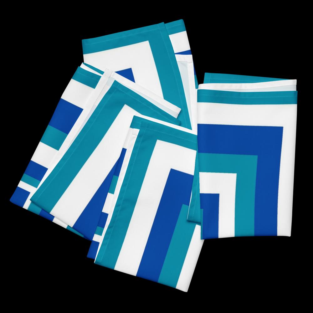 White, Blue & Teal Abstract Cloth Napkin Set – 4 Reusable 20x20” Fabric Napkins for Elegant Table Décor