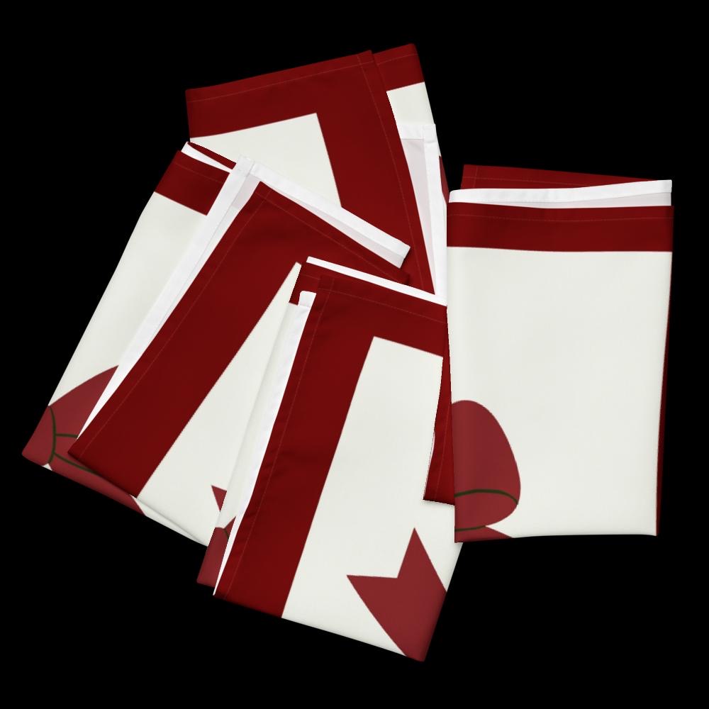 Red & White Christmas Cloth Napkin Set (4) — 20 x 20 in Reusable Polyester Dinner Napkins