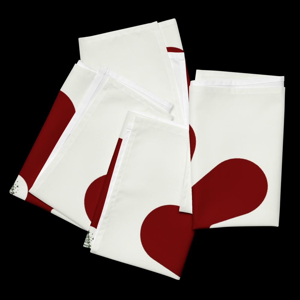 Red & White Christmas Cloth Napkin Set (4) — 20 x 20 in Reusable Polyester Dinner Napkins