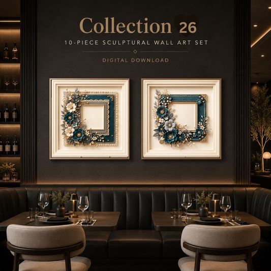 Luxury Sculptural Floral Wall Art Set of 10 | Unique Premium Square Botanical Gallery Collection | Modern Digital Download | 40 Printable Files