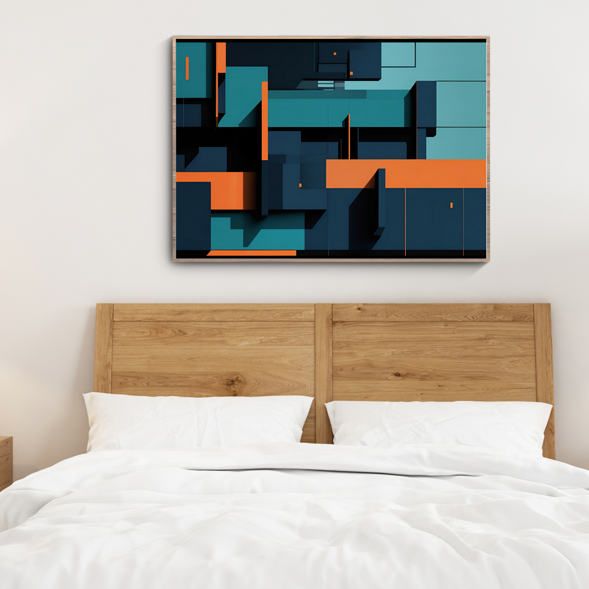 Vibrant Abstract Wall Art – Blue, Navy & Orange Tones (Digital Download)
