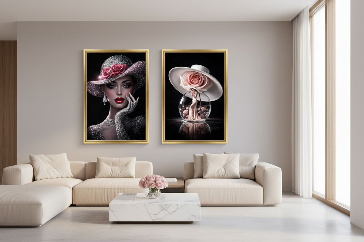Fashion-Inspired Pink Rose Wall Art Set (2 Prints) – Instant Download, Print Today