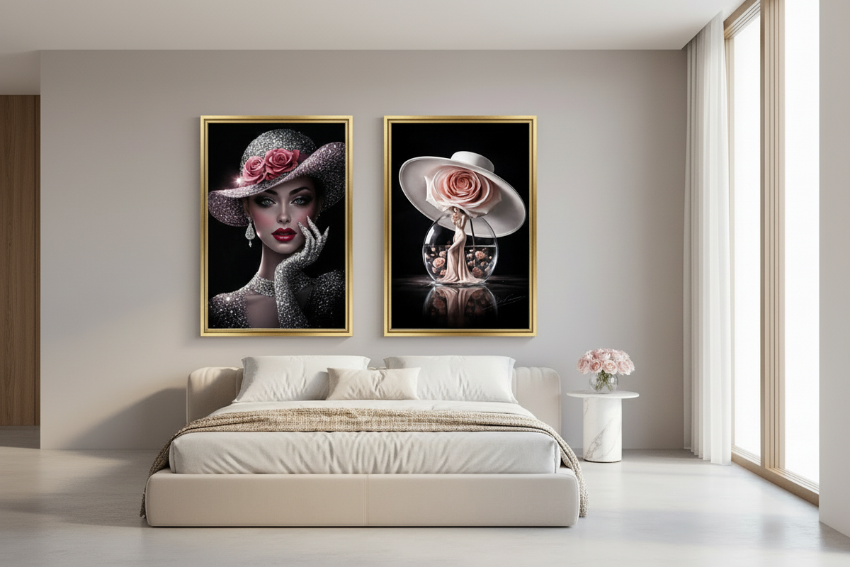Fashion-Inspired Pink Rose Wall Art Set (2 Prints) – Instant Download, Print Today