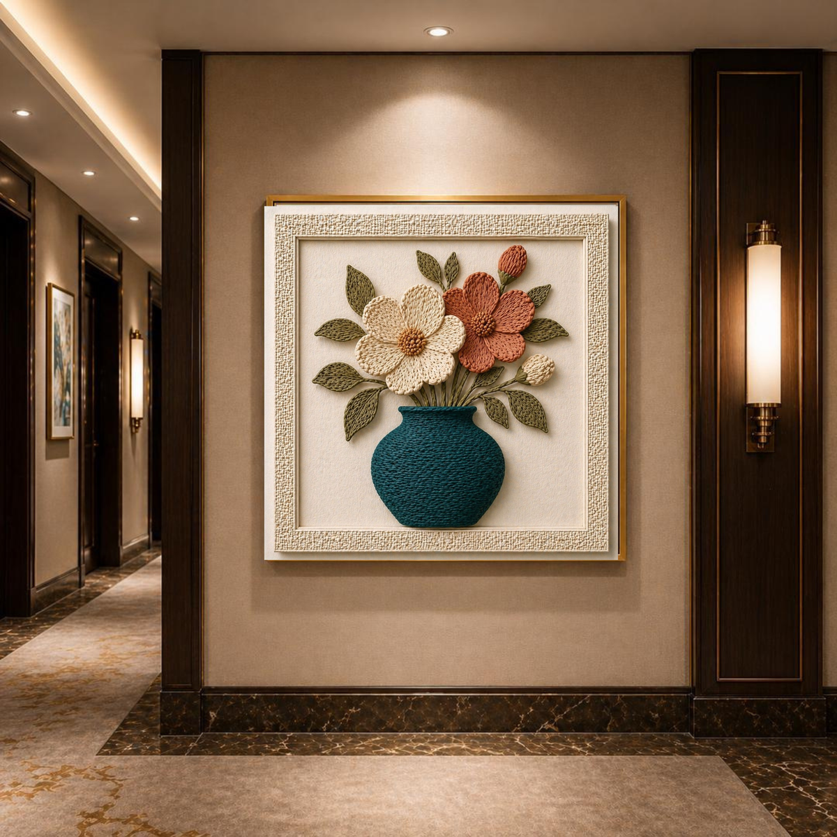 Luxury Woven Floral Wall Art Set of 10 | Sculptural Botanical Gallery Collection | 6 Square & 4 Portrait Digital Prints | 40 Premium Files