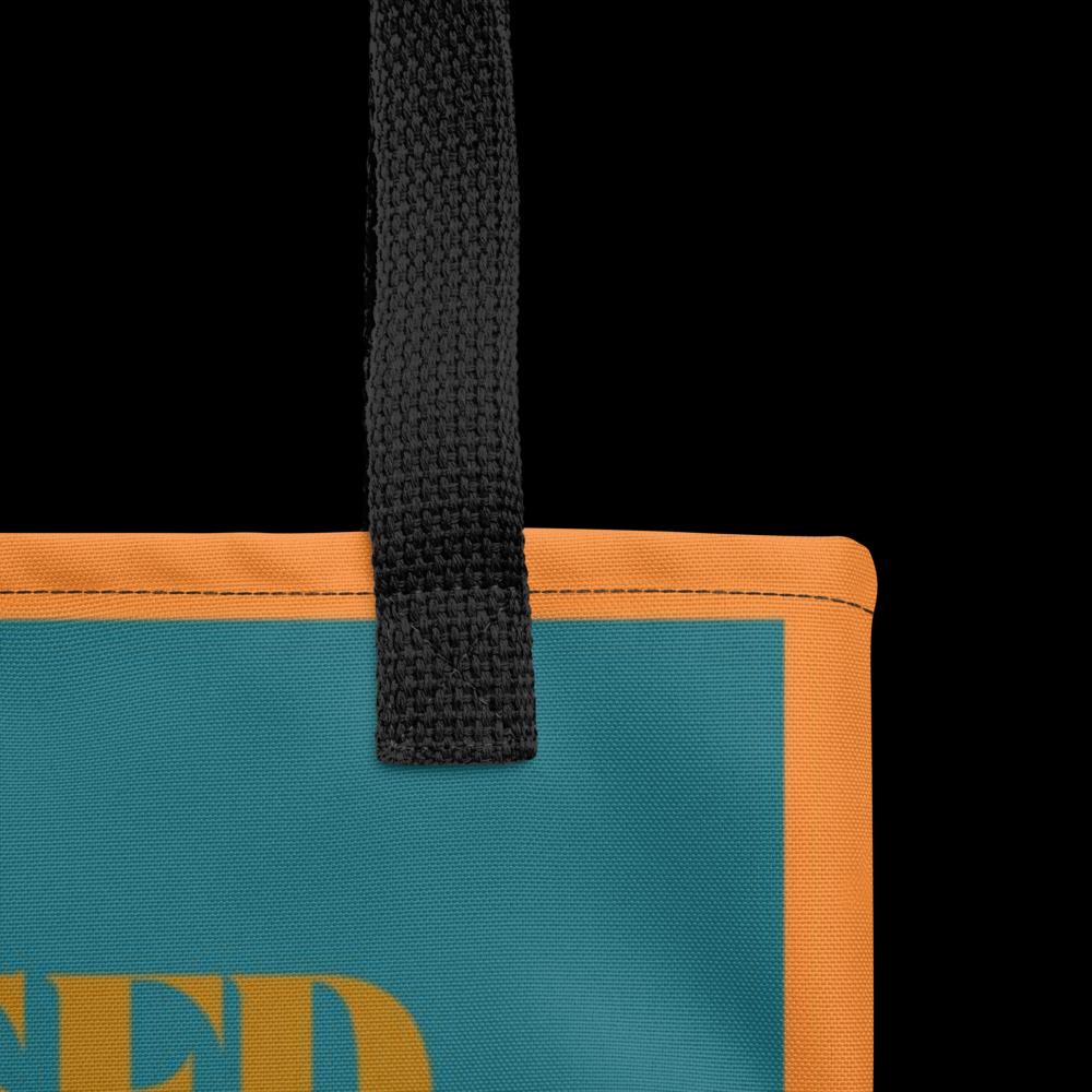 Green & Orange “Blazed with Love” Tote Bag with Cross – 15”x15” Thanksgiving & Everyday Carryall