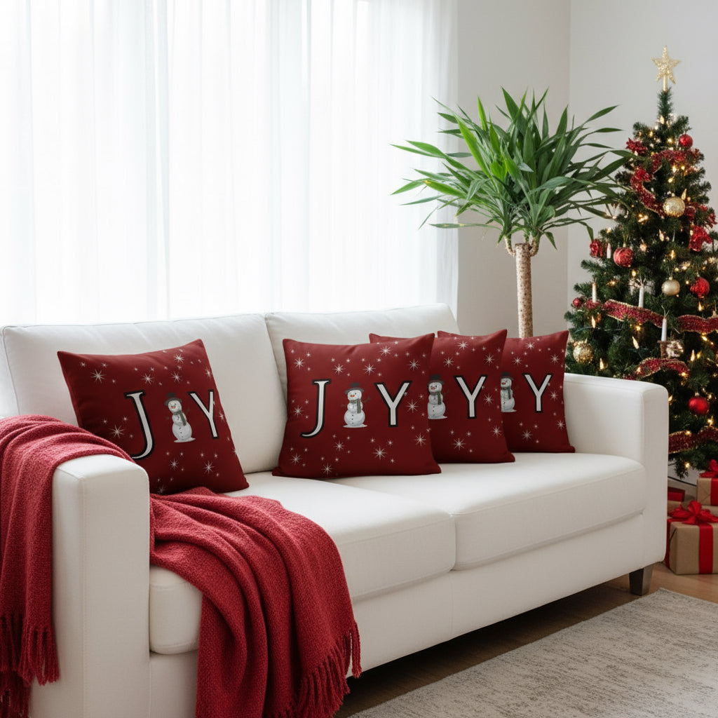 Red Christmas Throw Pillow for Holiday Home Decor – Festive Red Decorative Cushion for Sofa, Couch, Bed, Living Room, Bedroom, Christmas Party, Holiday Gatherings, Cozy Seasonal Accent Pillow – Available in 18x18 & 22x22 Inches