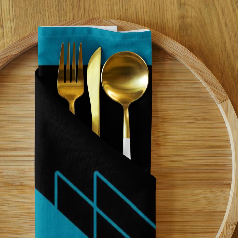 Elegant Black & Blue Cloth Napkin Set (4 Pack, 20x20”) – Reusable Table Napkins for Dinner Parties & Home Décor