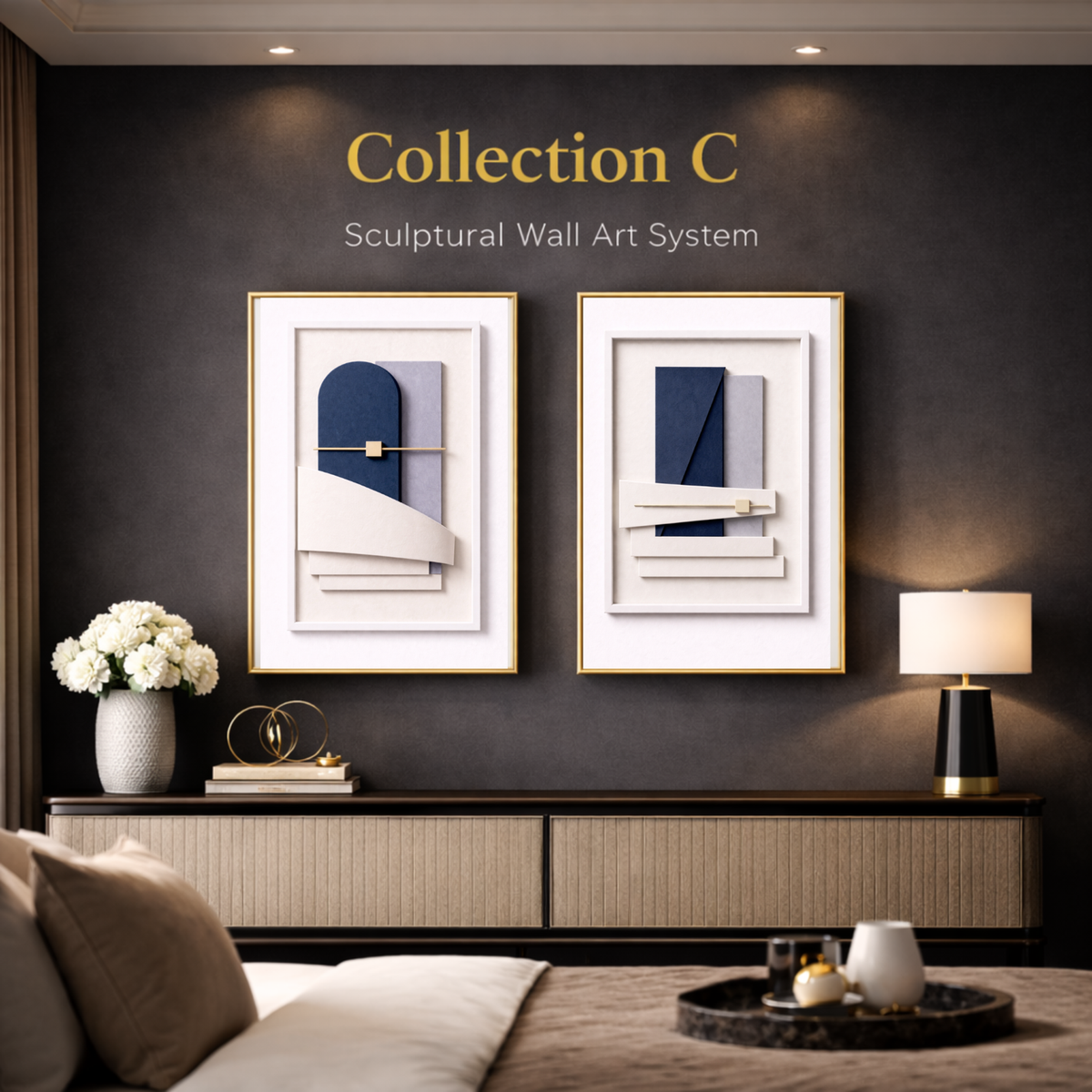 Luxury Sculptural Wall Art System (40-Piece Collection) – Cohesive Abstract Digital Download for Homes, Hotels, Airbnbs,         Offices & More