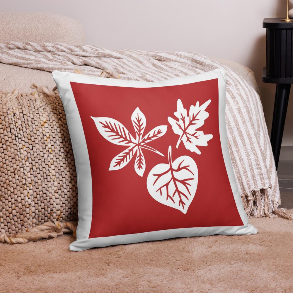 Red & White Floral Throw Pillow – 22x22 Decorative Accent Cushion for Fall & Home Decor
