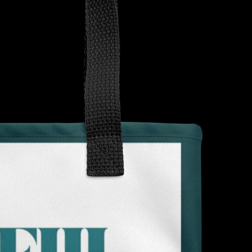 Green & White “Grateful” Tote Bag with Cross – 15”x15” Thanksgiving & Everyday Carryall