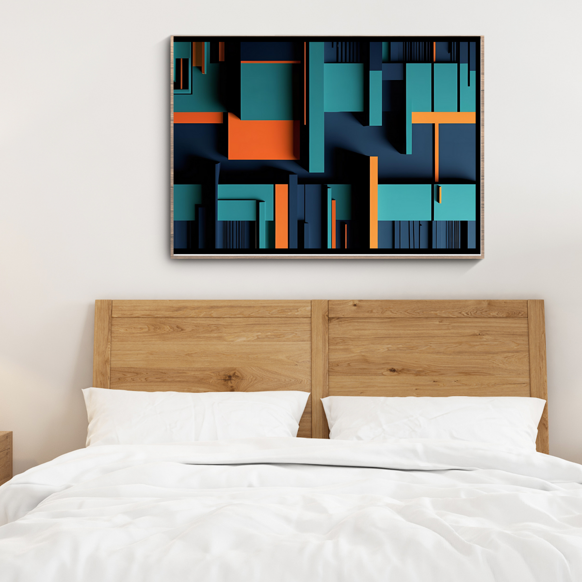 Vibrant Abstract Wall Art – Blue, Navy & Orange Tones (Digital Download)