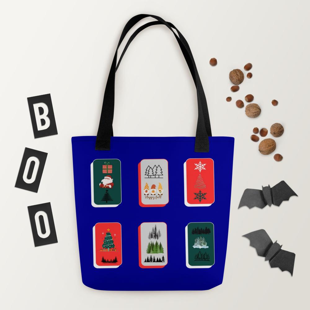 Royal Blue Christmas Tote Bag – Elegant 15×15″ Reusable Holiday Shopping Bag