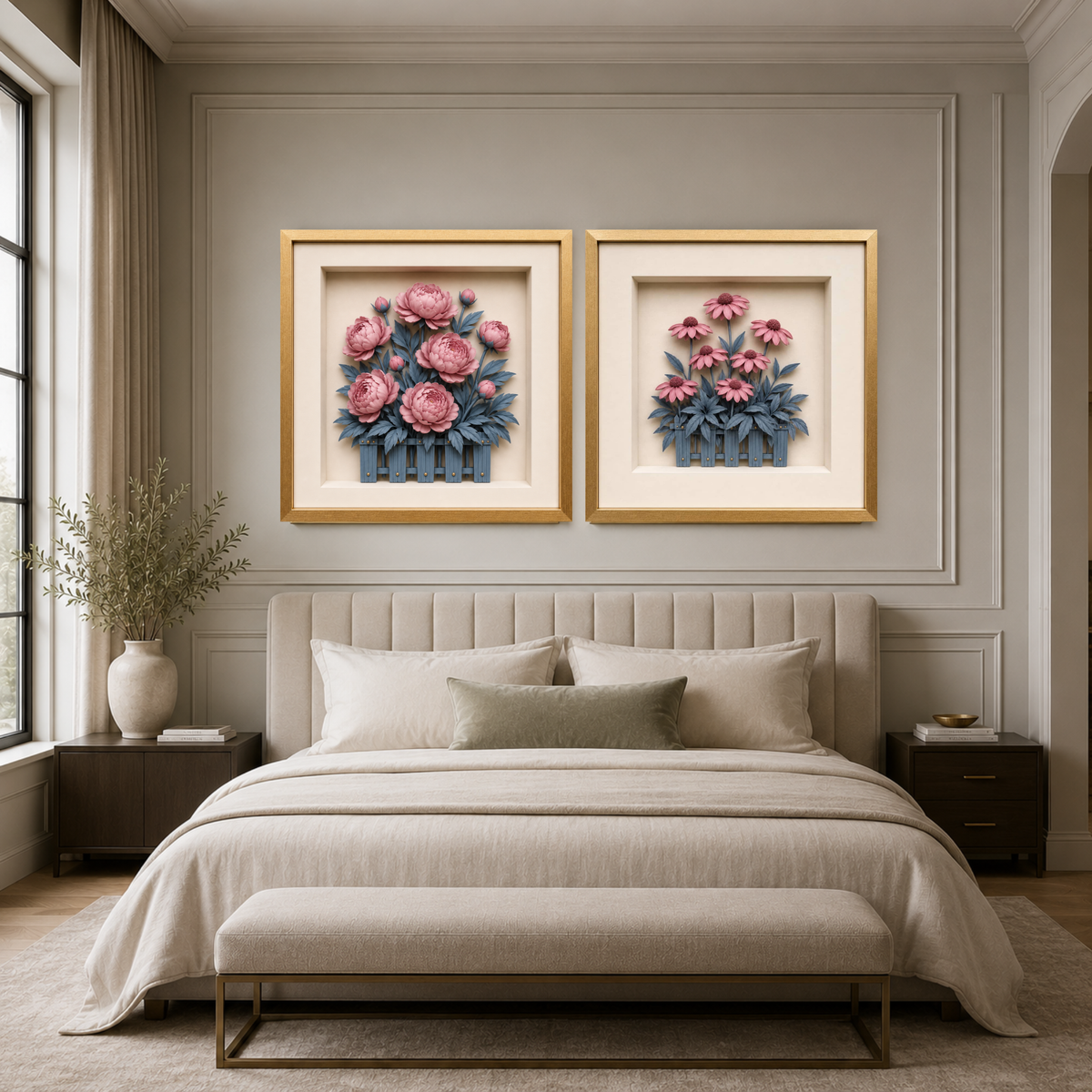 Set of 10 Sculptural Floral Wall Art Prints | Modern Botanical Gallery Collection | Instant Download Digital Wall Art Set