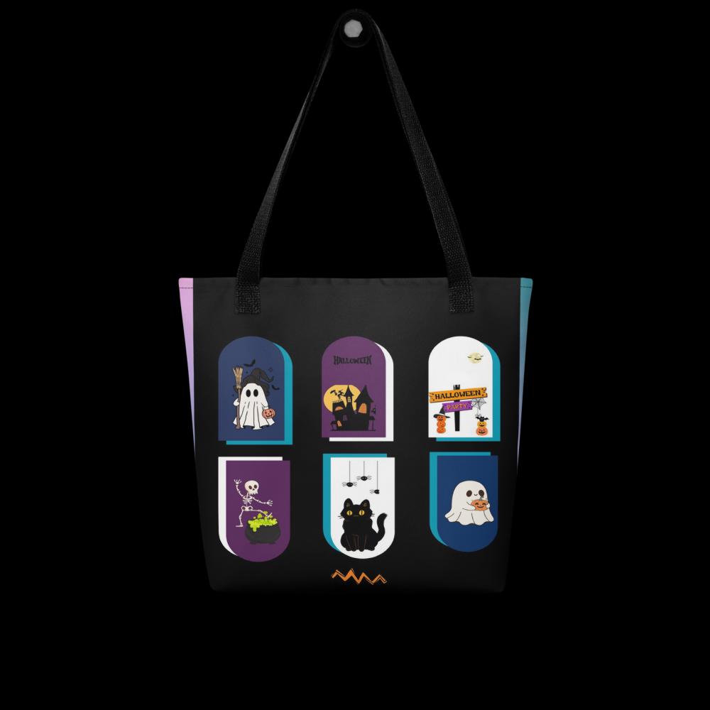 Black Halloween Toothbag – 15”x15” Reusable Tote with Vibrant Spooky Art