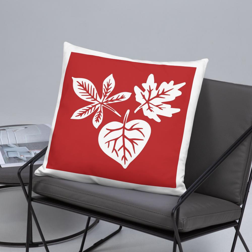 Red & White Floral Throw Pillow – 22x22 Decorative Accent Cushion for Fall & Home Decor