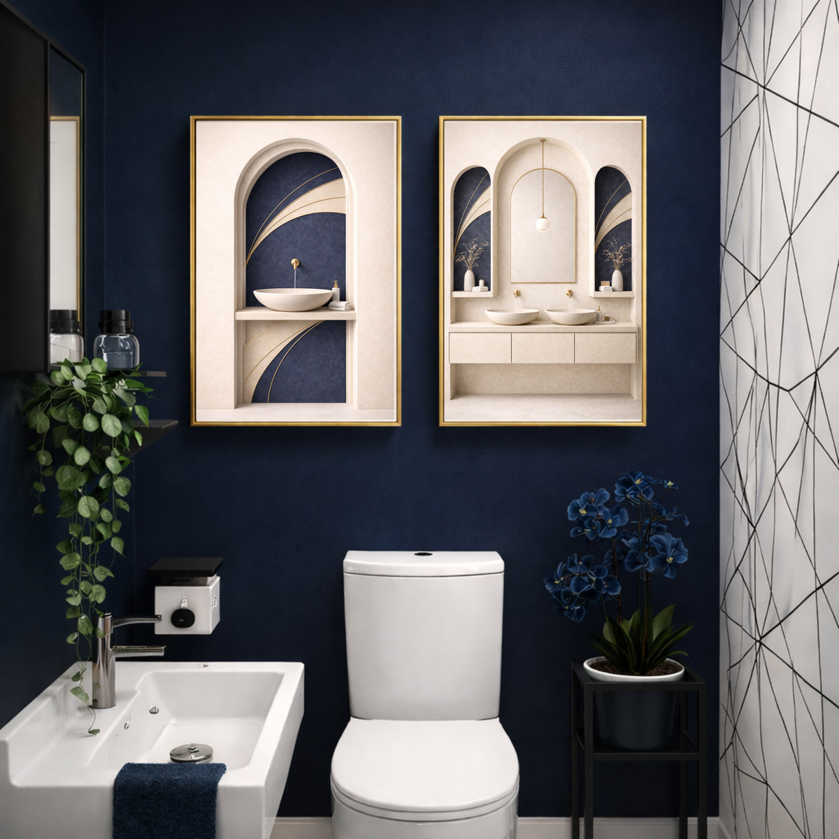 Full House Architectural Wall Art Collection – Deep Blue Edition (40 Coordinated Prints)