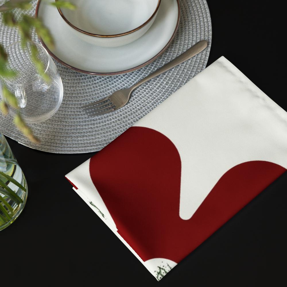 Red & White Holiday Cloth Napkin Set (4) — 20 x 20 in Reusable Christmas Dinner Napkins