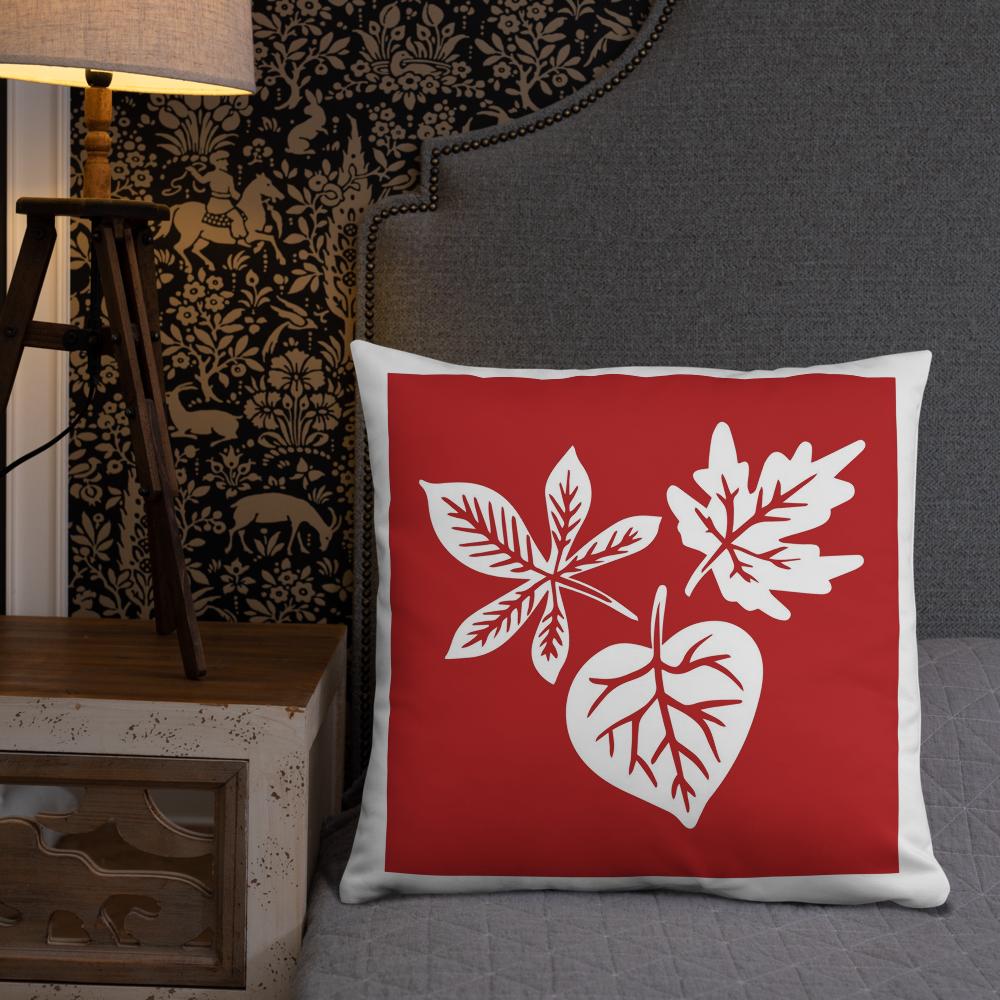 Red & White Floral Throw Pillow – 22x22 Decorative Accent Cushion for Fall & Home Decor