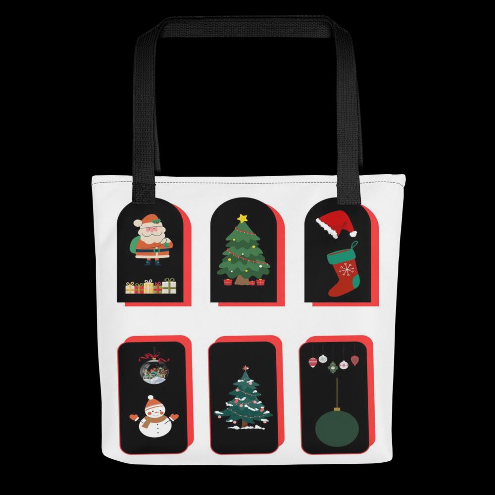 Christmas Tote Bag – 15×15″ White Background with Elegant Festive Design
