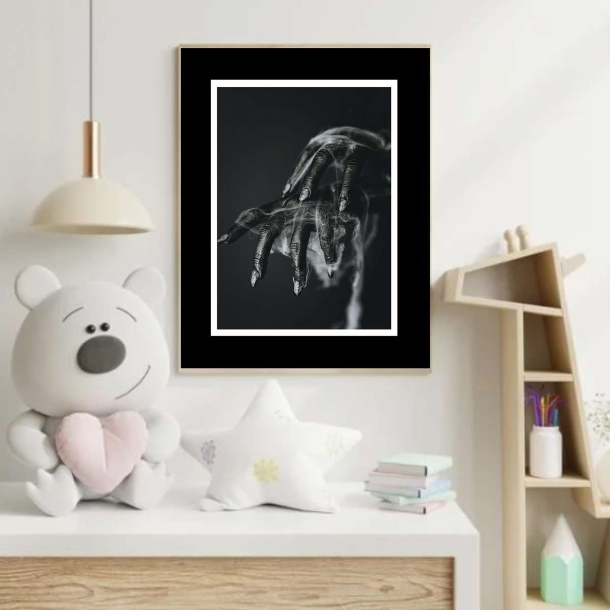 Black & White Creepy Halloween Wall Art Set – Digital Download Prints (3 Piece)