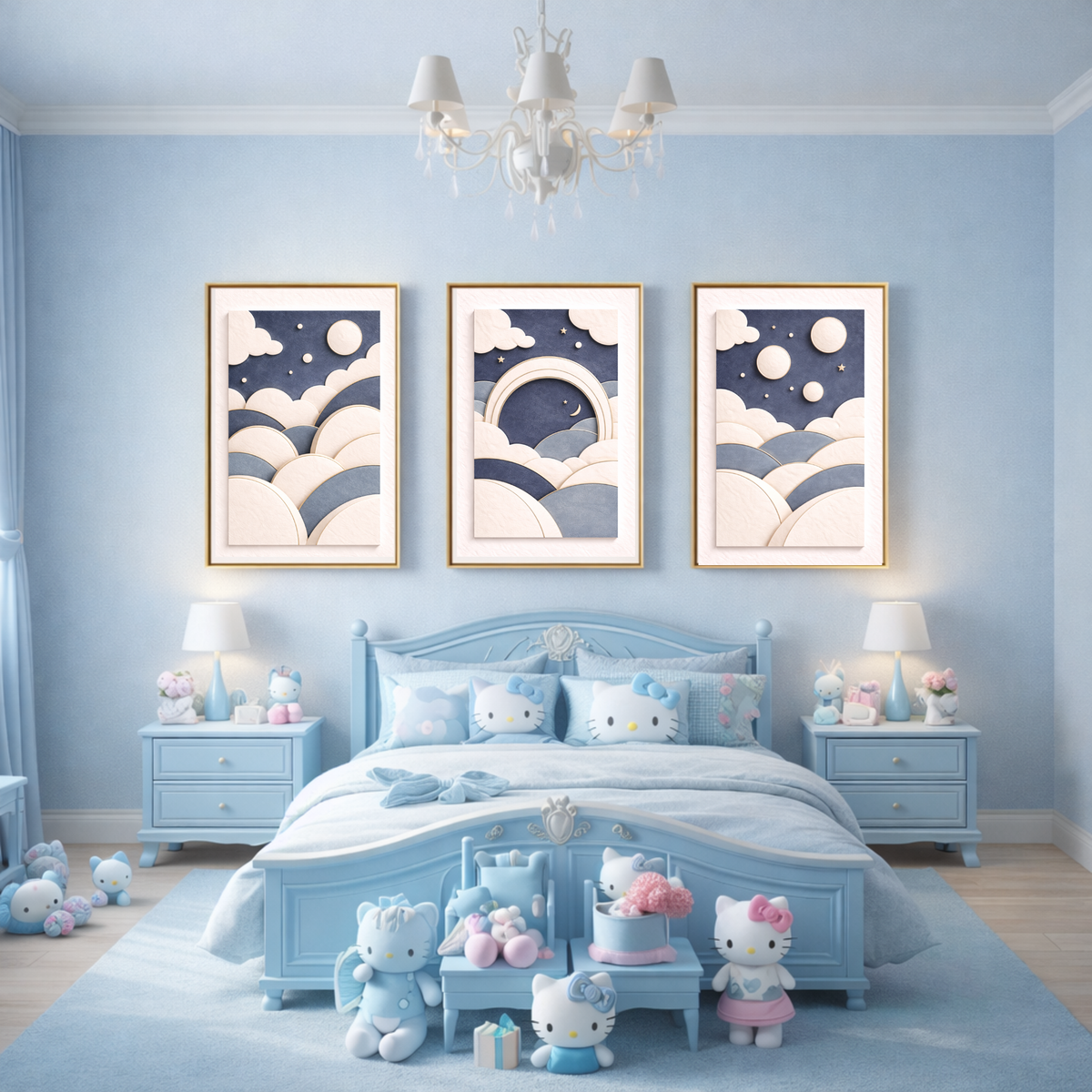 Full House Architectural Wall Art Collection – Deep Blue Edition (40 Coordinated Prints)
