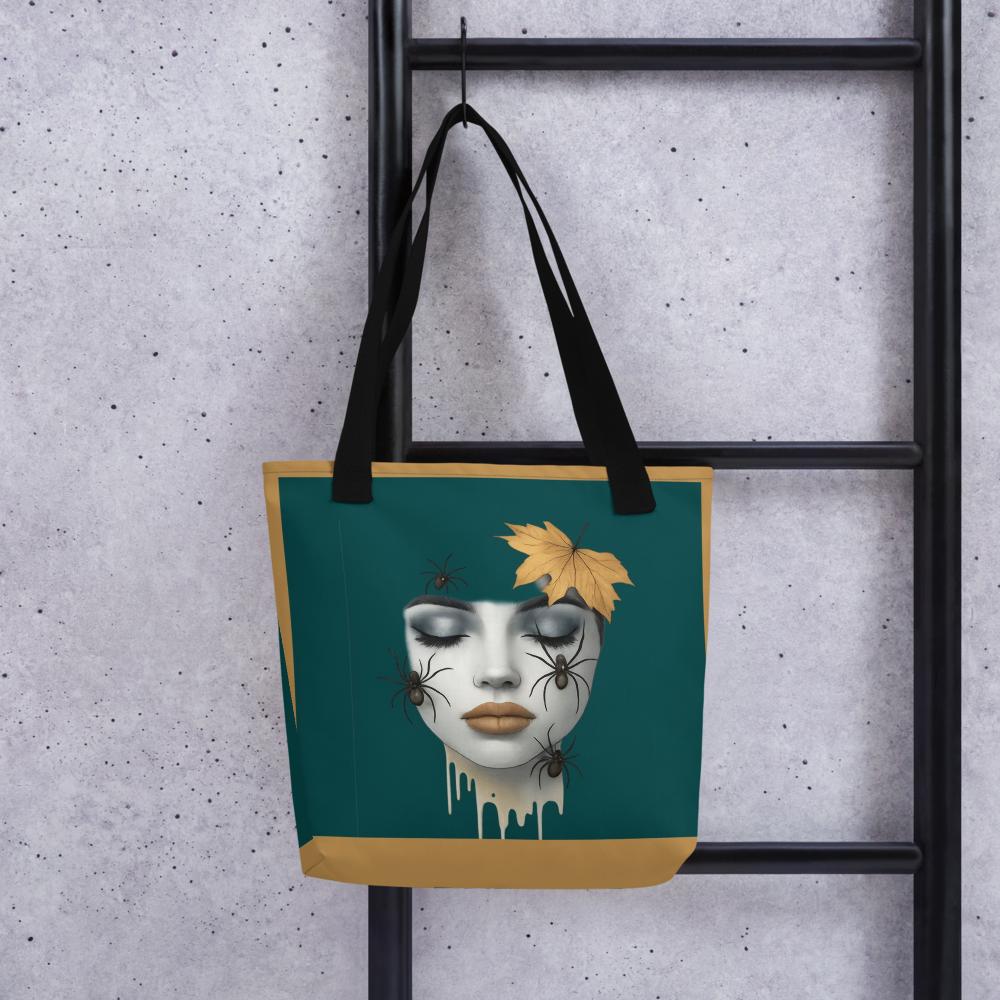 Green & Brown Halloween Tote Bag – 15”x15” Spooky-Chic Fall Fashion Accessory