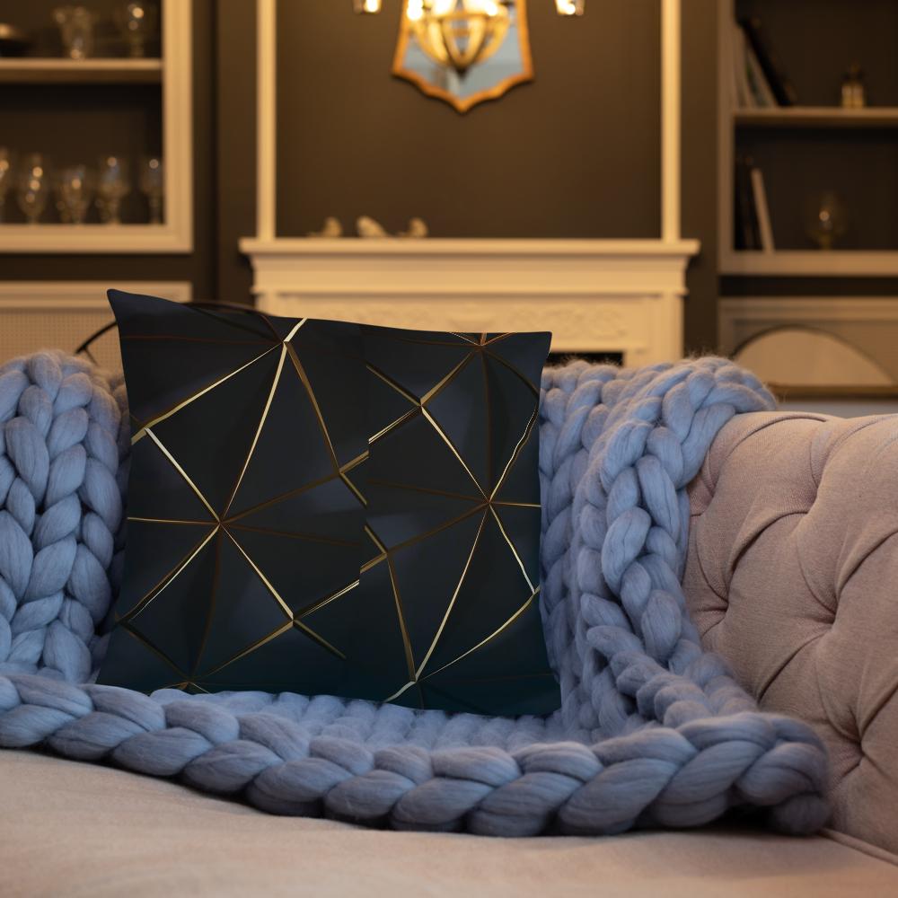 Black Throw Pillow with Tiny Gold Pattern – 18x18” | Minimal Luxe Accent Cushion