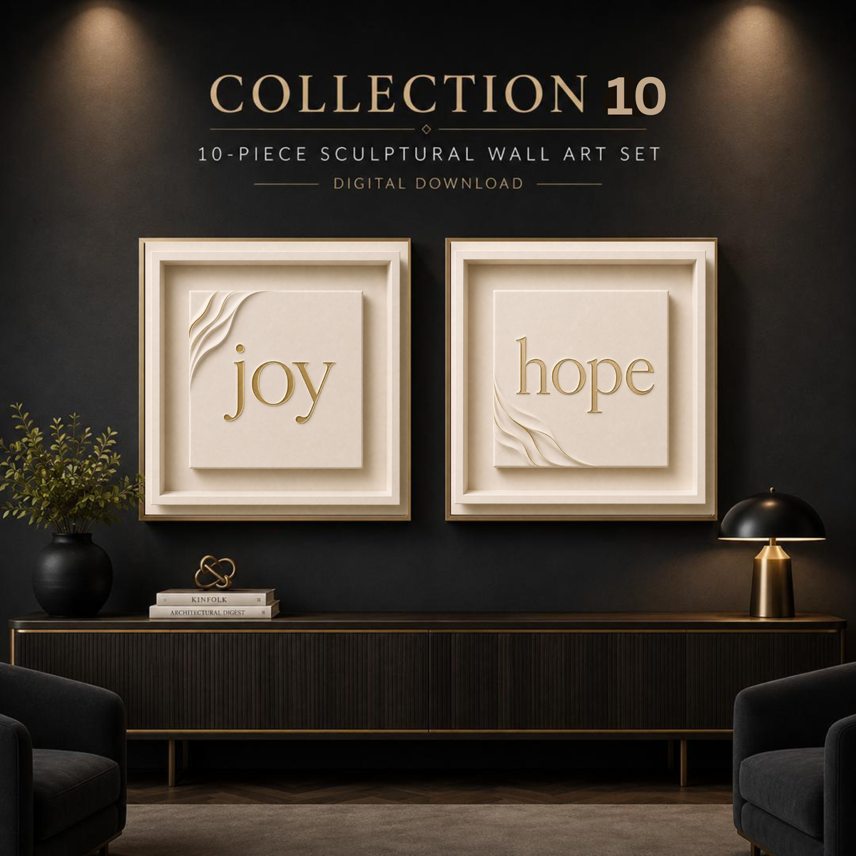 Luxury Cream & Gold Typography Wall Art Set – Elegant Inspirational Digital Prints for Homes, Hotels, Restaurants, Offices & Airbnbs