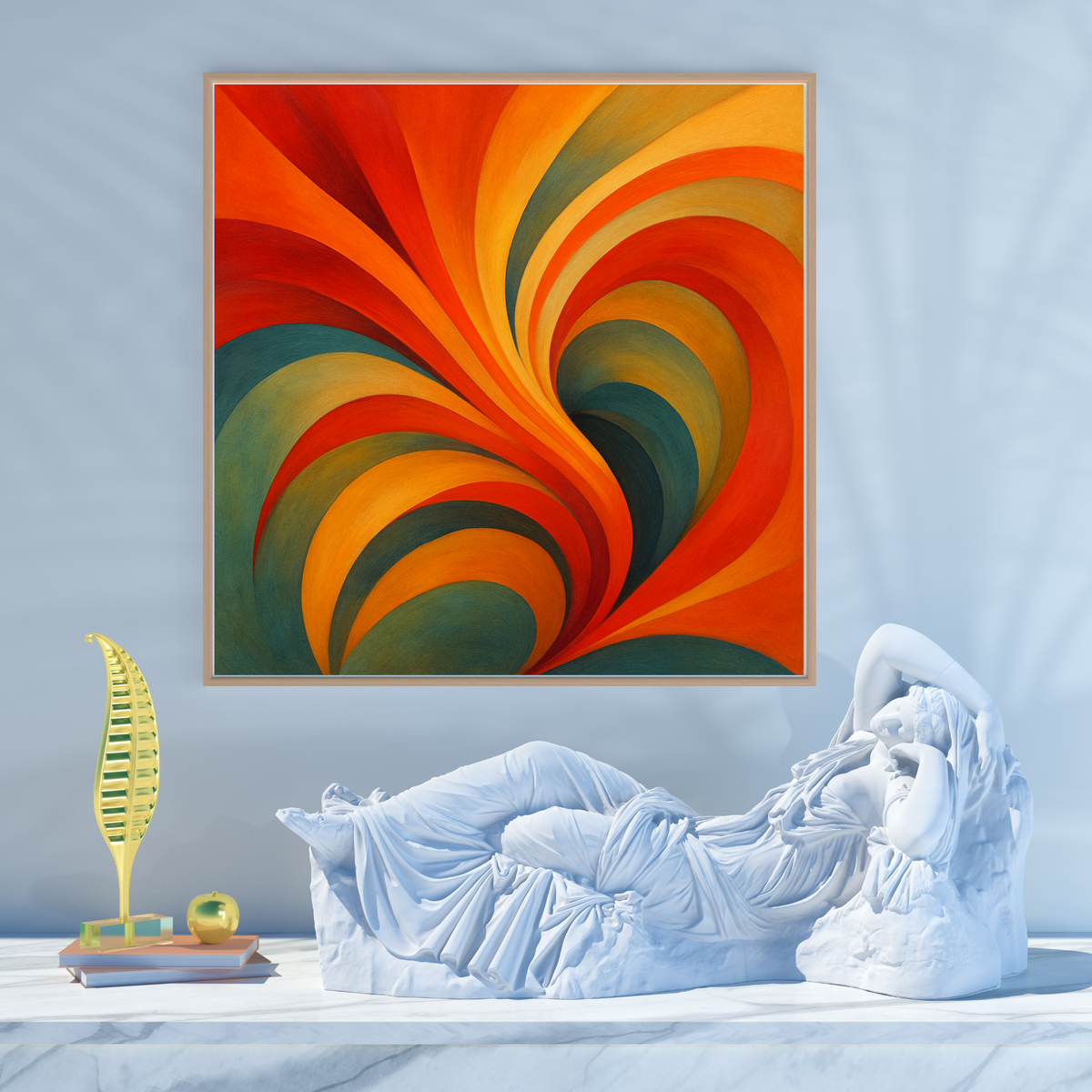 Abstract Harmony Wall Art Set – Orange & Cream Multicolor Square Prints | Digital Download (20x20, 24x24, 36x36)