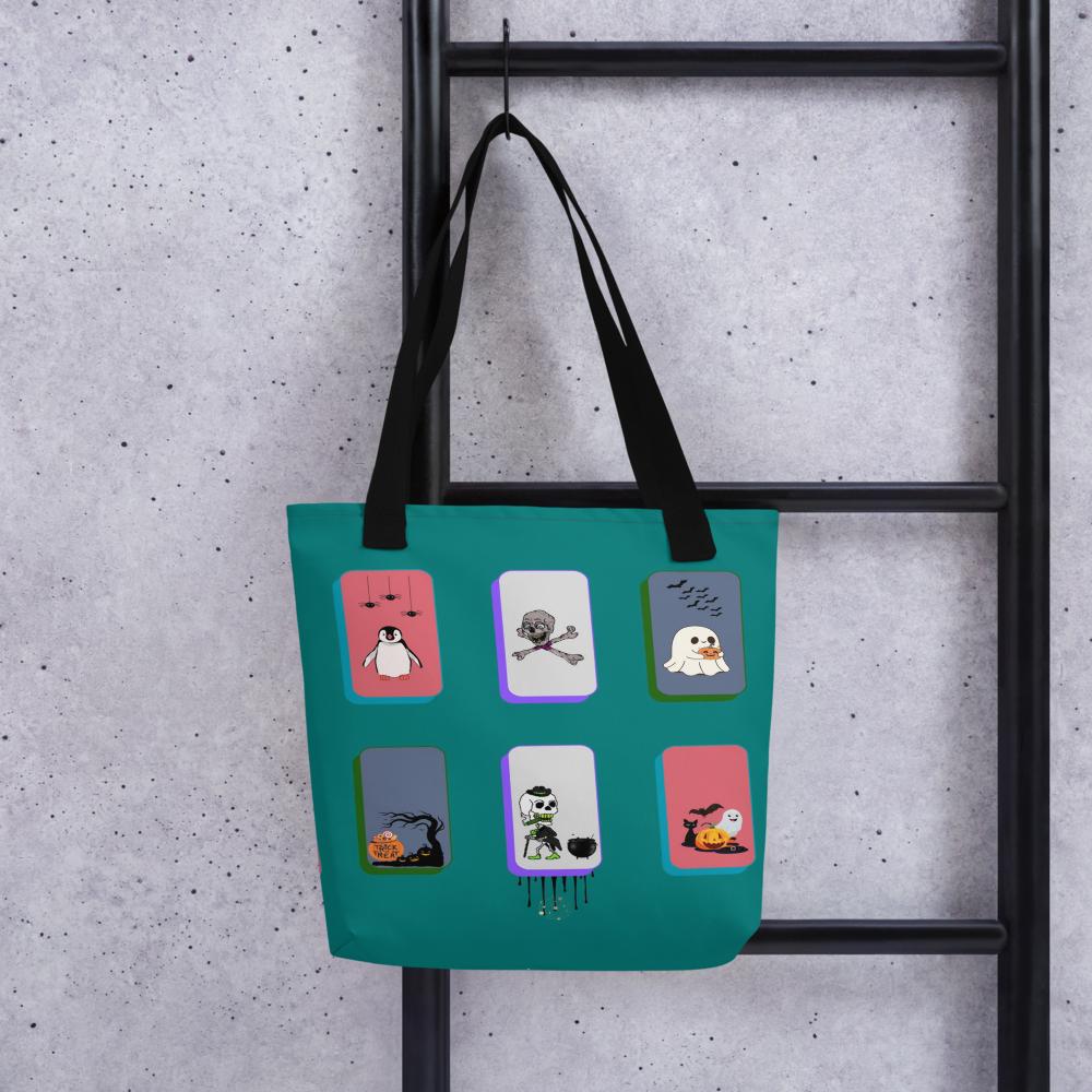 Green Halloween Tote Bag – 15”x15” Reusable Trick-or-Treat & Travel Bag