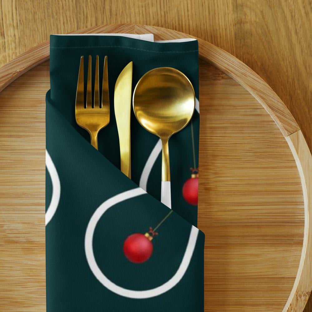 Green Christmas Cloth Napkin Set of 4 | 20x20” Fabric Dinner Napkins | Elegant Holiday Table Décor for Christmas Dining & Entertaining