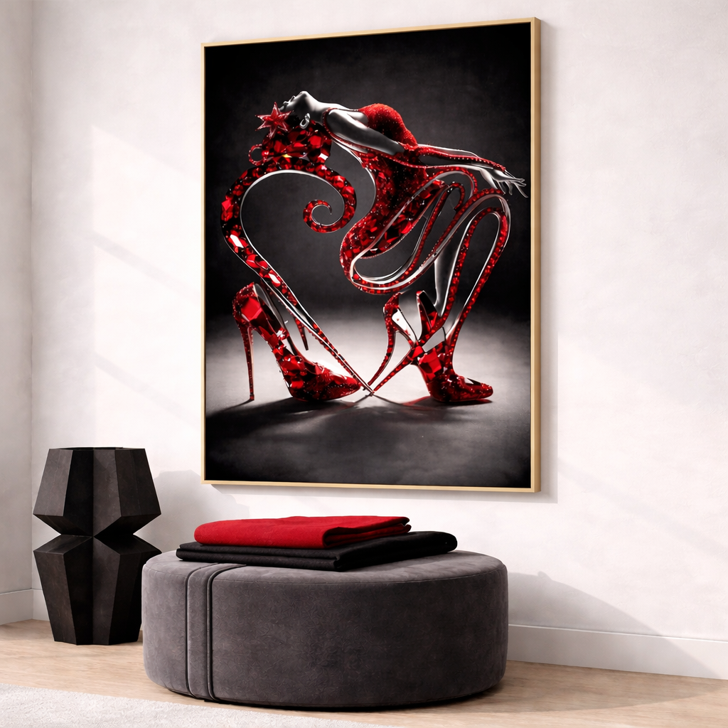 Red Glam Wall Art Set – Fashion Inspired Printable Decor – Luxury Black and Red Digital Download (11x14, 16x20, 18x24, 24x36)