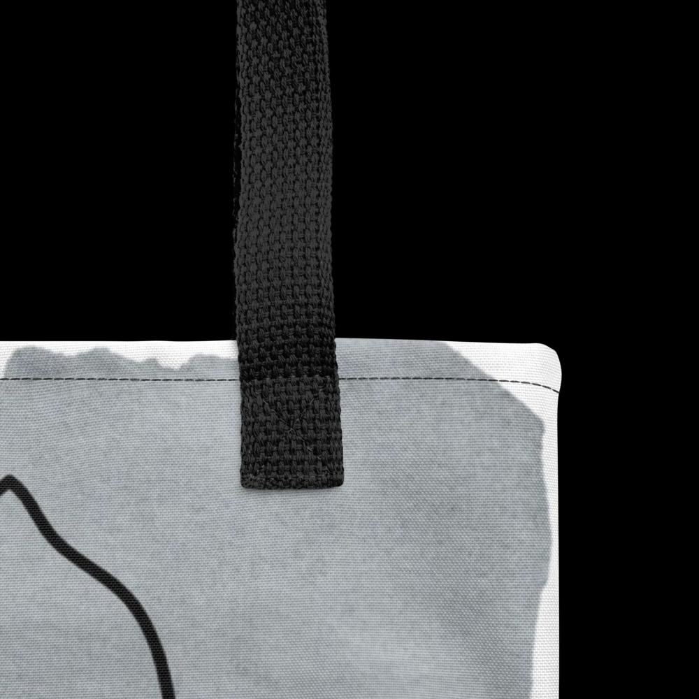 Boho Abstract Art Tote Bag – 15x15 Grey and White Minimalist Reusable Shoulder Bag