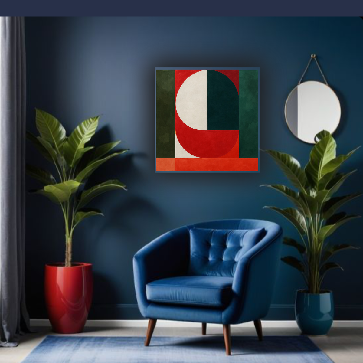 Abstract Square Wall Art | White, Black, Orange, Red & Green | Digital Download (20x20, 24x24, 36x36)