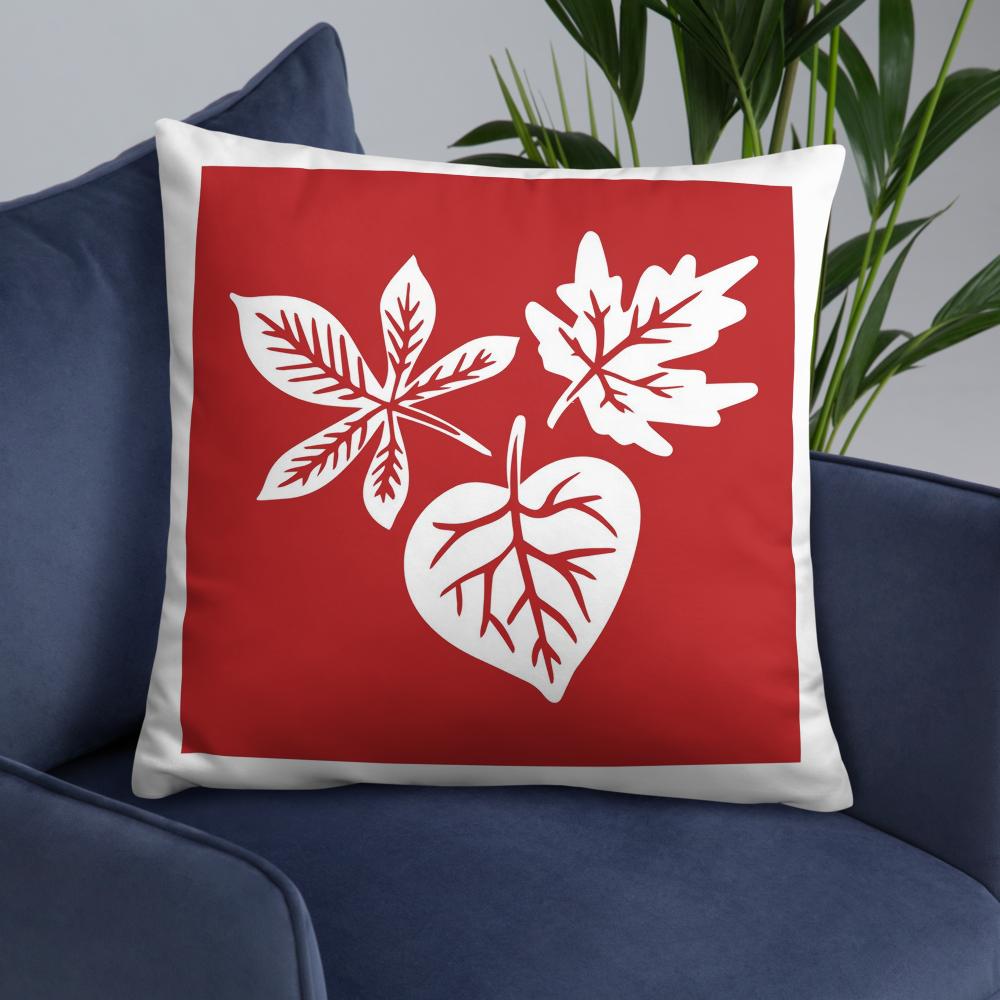 Red & White Floral Throw Pillow – 22x22 Decorative Accent Cushion for Fall & Home Decor