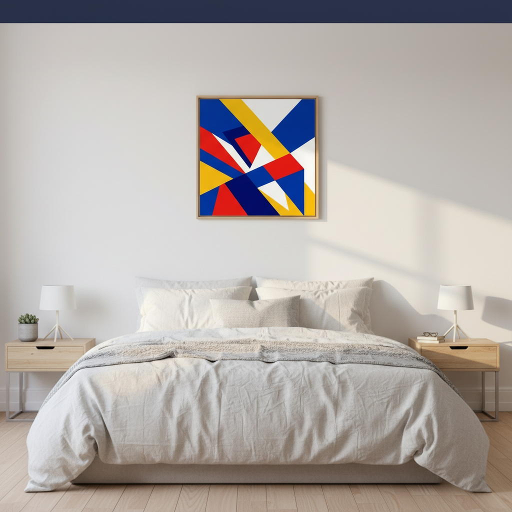 Abstract Wall Art – Square Canvas in White, Yellow, Blue & Red (20x20, 24x24, 36x36 Inches)(2 set Digital Download)