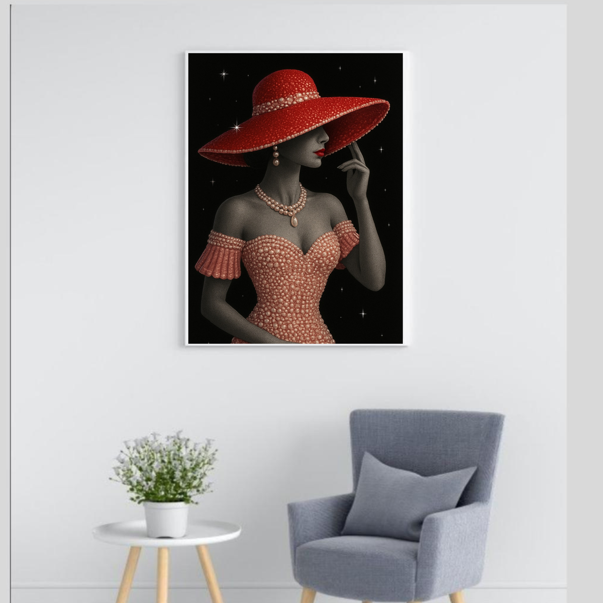 Elegant Pearl Fashion Wall Art Set — Pink & White Woman Portraits | Modern Glam Printable Decor (16×20, 18×24, 24×36)