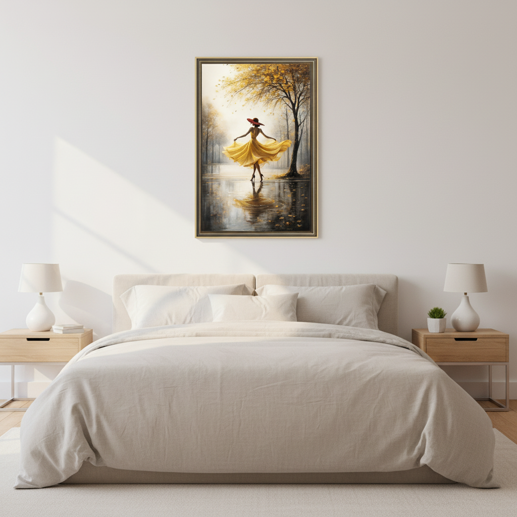 Yellow Accent Abstract Portrait Wall Art – 2-Piece Digital Canvas Set