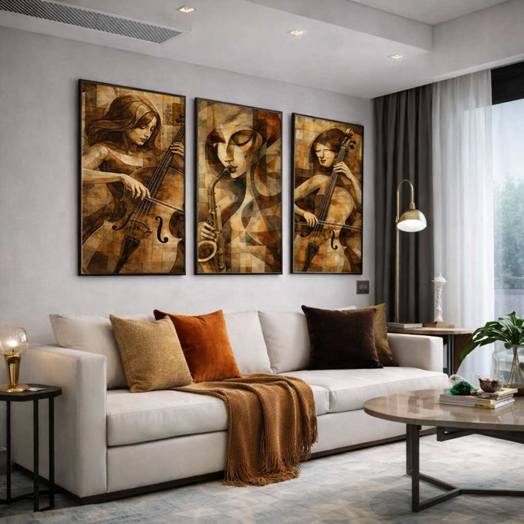 Musician Wall Art Set – Elegant Jazz Inspired Printable Decor – Modern Sepia Music Digital Download (11x14, 16x20, 18x24, 24x36)
