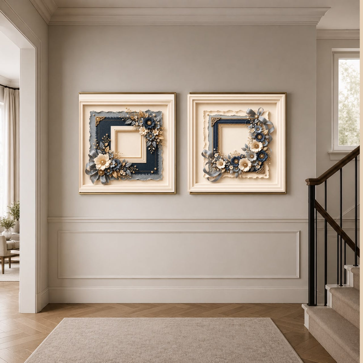 Luxury Sculptural Floral Wall Art Set of 10 | Unique Premium Square Botanical Gallery Collection | Modern Digital Download | 40 Printable Files