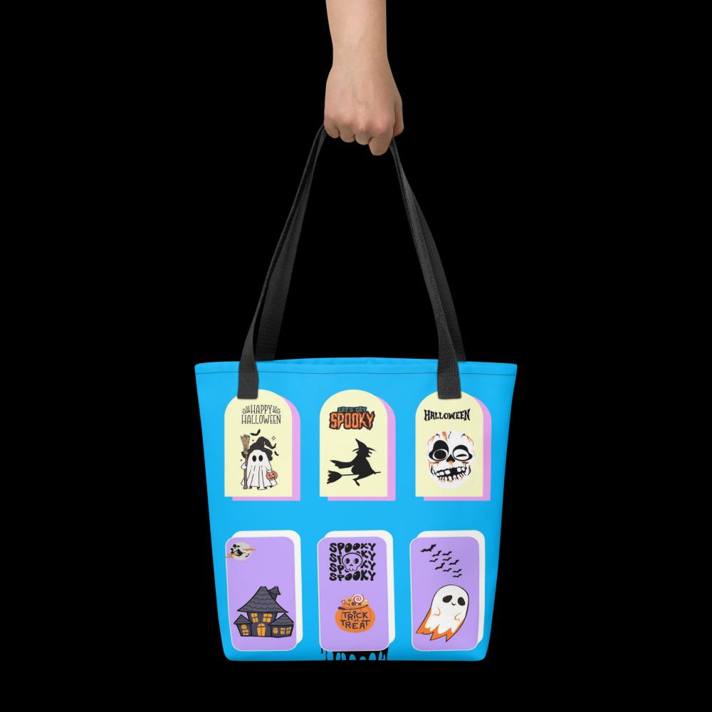 Blue Halloween Tote Bag – 15”x15” Reusable Trick-or-Treat & Everyday Carry Bag