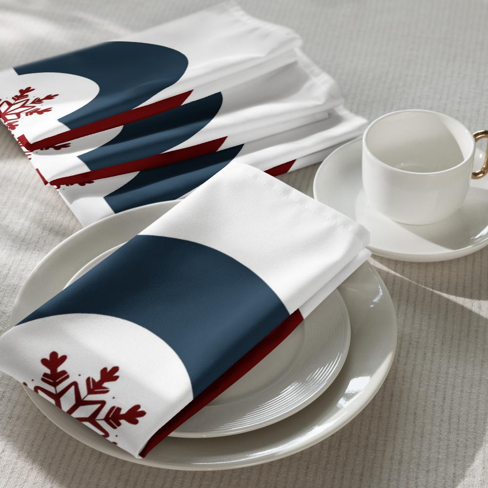 Red, White & Blue Christmas Cloth Napkins Set of 4 – 20x20” Reusable Holiday Dinner Napkins for Festive Table Settings, Elegant Cotton Napkin Set for Christmas Decor & Winter Parties