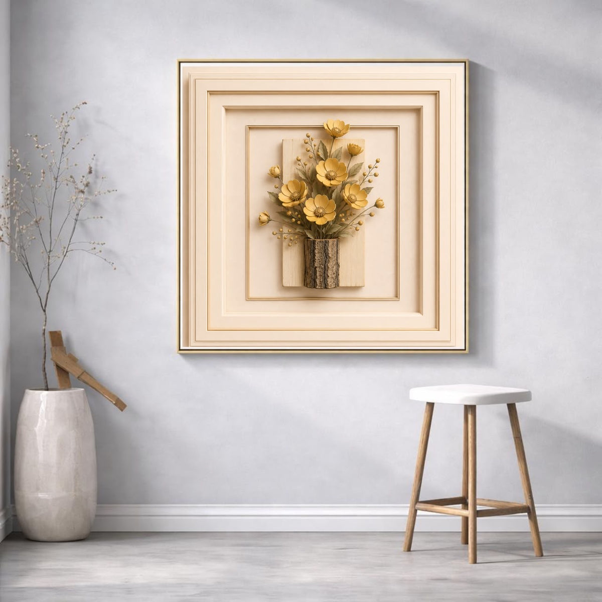 Elegant Sculptural Floral Wall Art Set of 10 | Premium Square Botanical Gallery Collection | Luxury Digital Download | 40 Printable Files